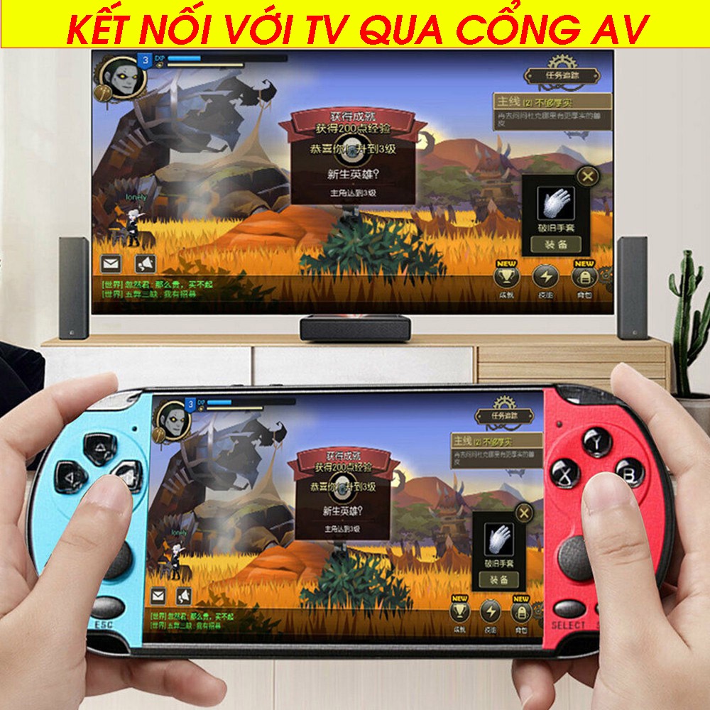 Máy chơi game cầm tay X7 hơn 9000 game, tích hợp máy ảnh, máy nghe nhạc, kết nối TV