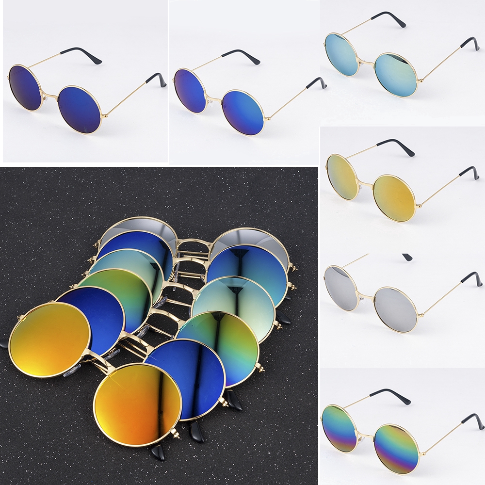 Kính mát thể thao Unisex tròn tráng gương đồng xu thời trang