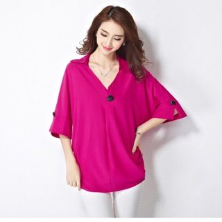 Áo voan big size kiểu sơ mi đính 1 nút size đại 3XL 85-95kg