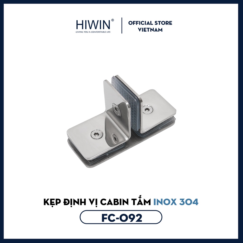 Kẹp kính chữ T phòng tắm kính đôi mặt gương inox 304 Hiwin FC-092