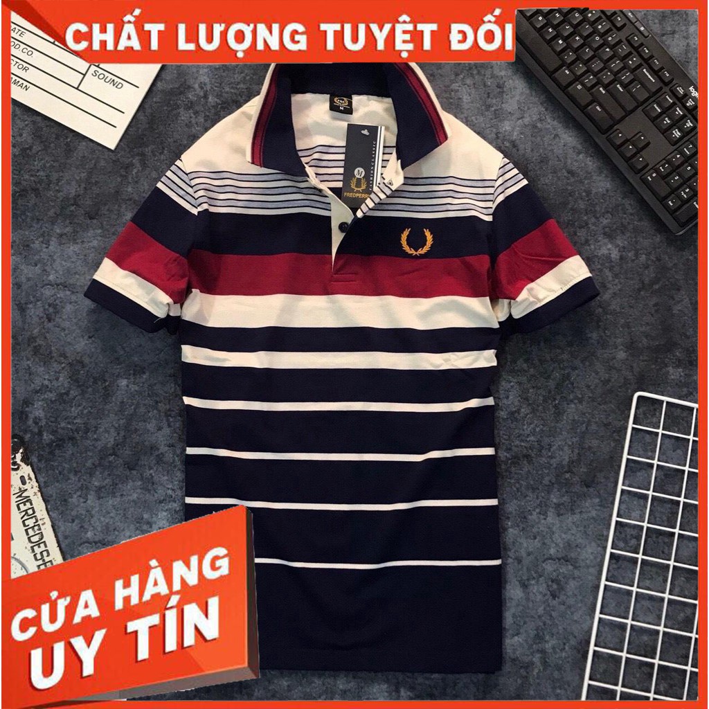 Áo thun nam cá sấu 💝FREESHIP💖 Áo Thun logo thêu bông lúa sọc ngang hàng xuất khẩu_SaraHan Fashion