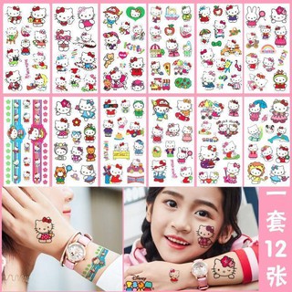 Miếng Dán Hình Xăm Hello Kitty Không Độc Hại Chống Nước Dành Cho Trẻ Em