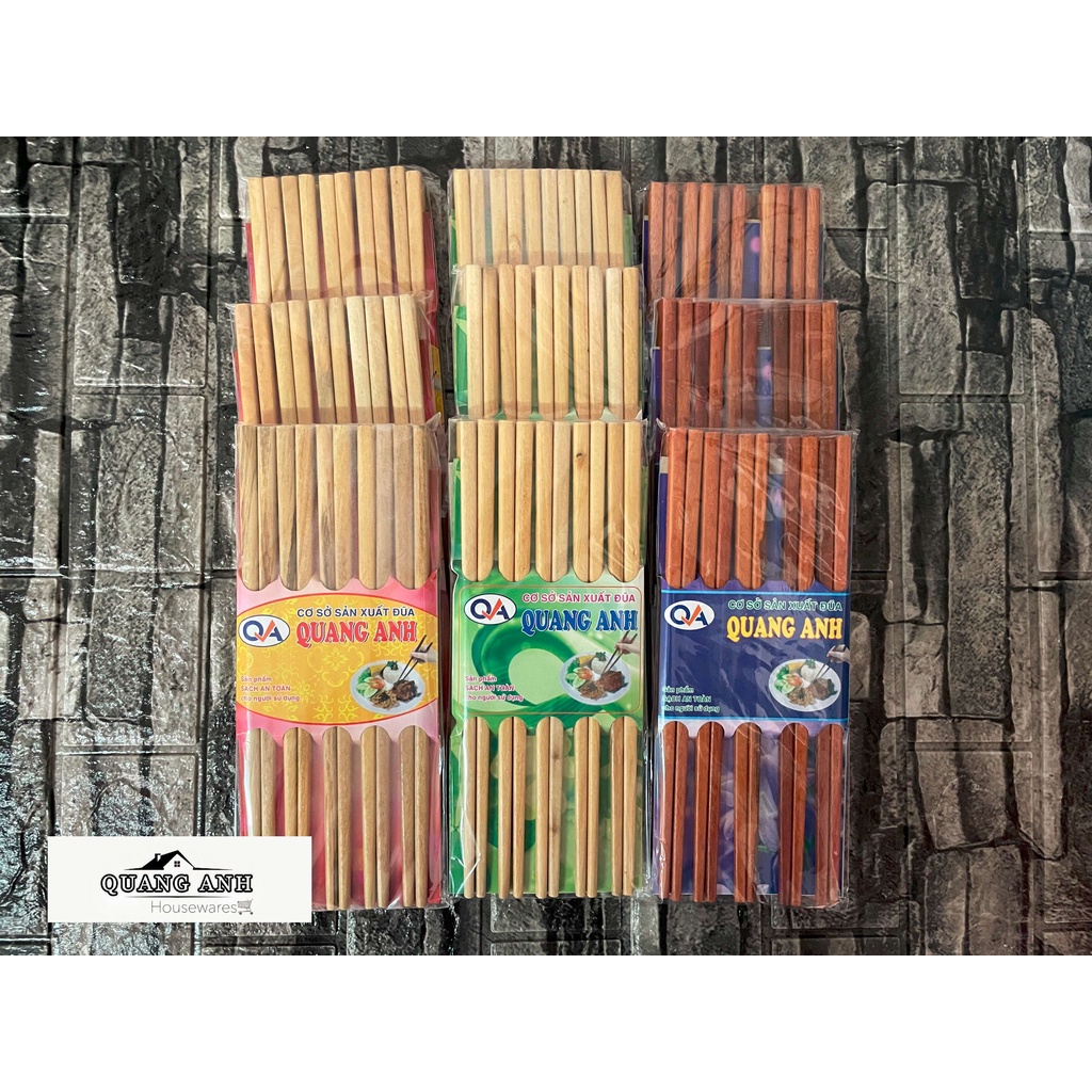 Đũa gỗ vàng Quang Anh ' lan chi tem xanh 10 đôi