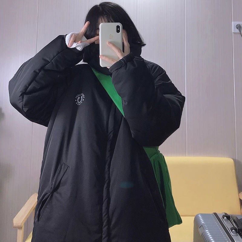 Áo Khoác Nữ Dáng Dài Màu Đen Phong Cách Hàn Quốc Thời Trang Mùa Đông 2020