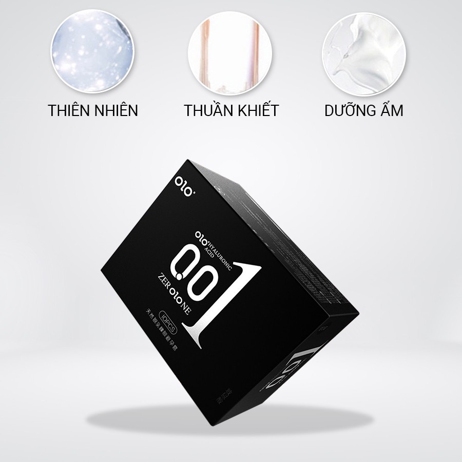 Bao cao su Juncai siêu mỏng 0.01 nhiều gel bôi trơn gốc nước, gân gai kéo dài thời gian quan hệ - Hộp 10 BCS