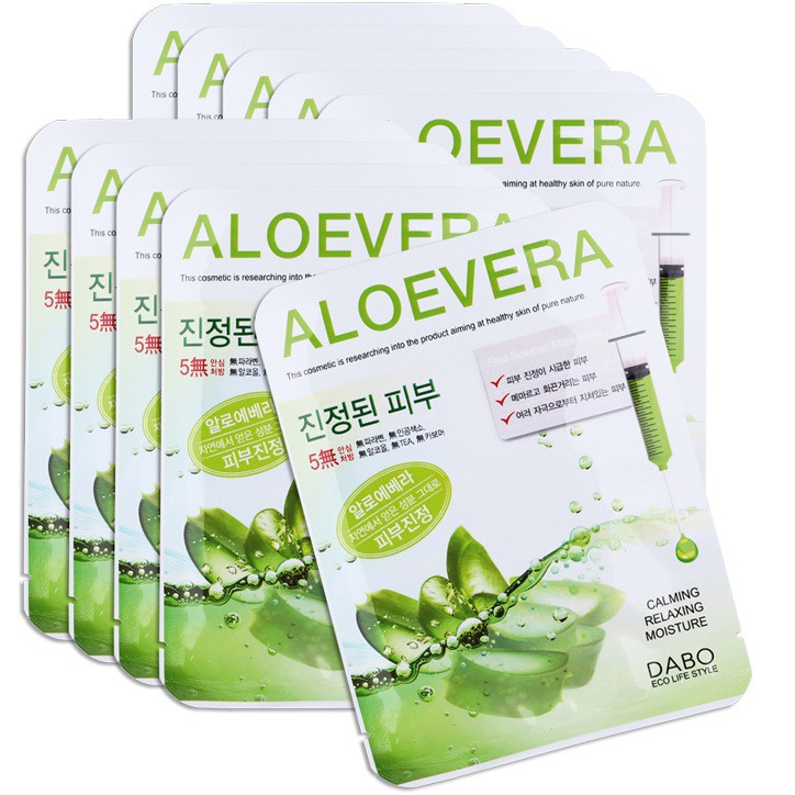 Mặt Nạ Lô Hội Trắng Da, Loại Bỏ Dầu Nhờn, Xóa Thâm Xạm DABO ALOE Hàn quốc cao cấp 23g/Gói - MẪU MỚI