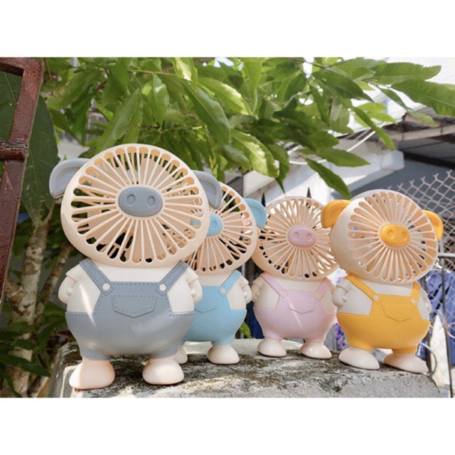 Quạt mini tích điện cầm tay, quạt để bàn hình heo SQ2143