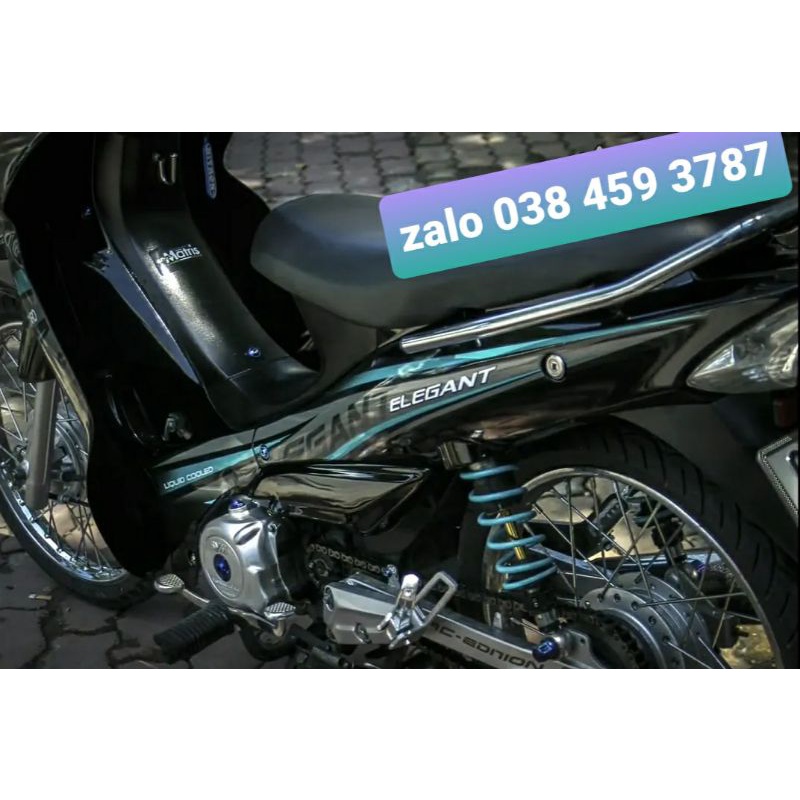 Tem rời Elegant xanh xám nền bóng dán xe đen