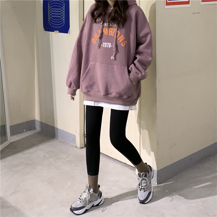 Áo Hoodies Tay Dài Hoạ Tiết Chữ In Phong Cách Ulzzang Hàn Quốc