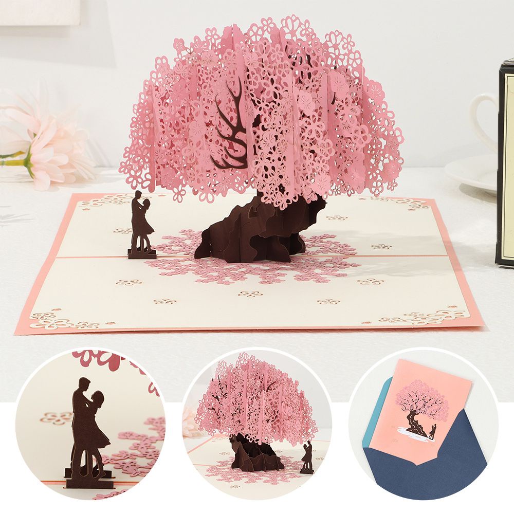 Thiệp nổi 3D hình hoa anh đào cho lễ tình nhân