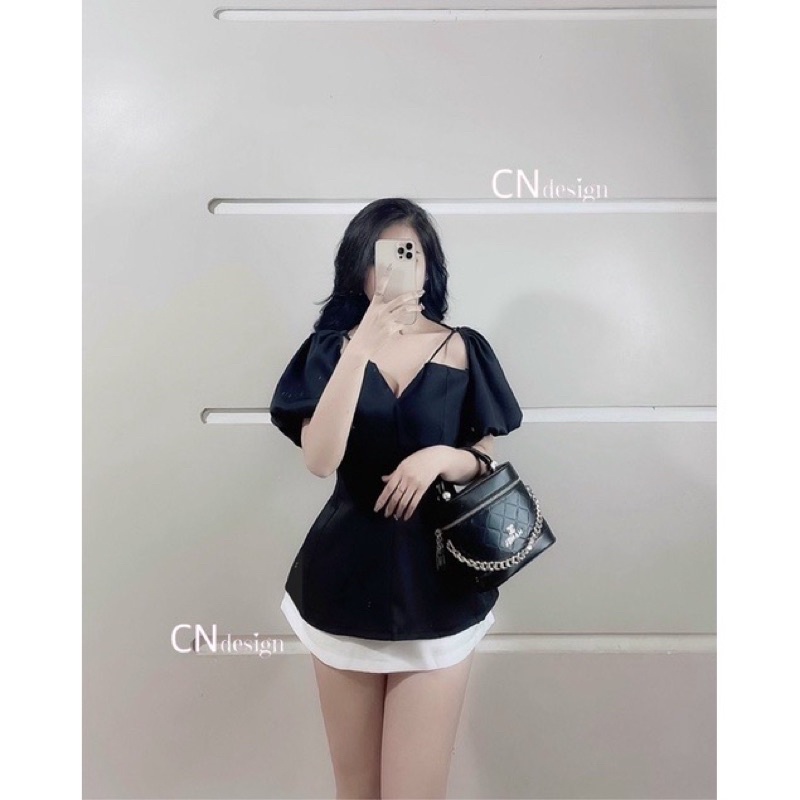 Áo tay bồng xoè dây buộc