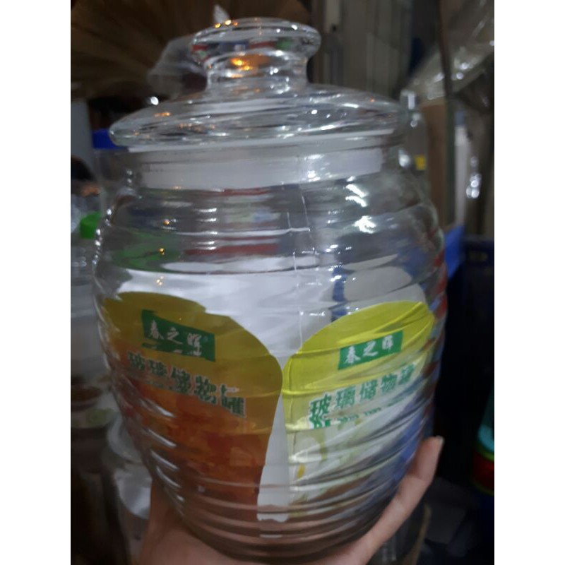 Hủ thủy tinh bầu sọc ngang 1800ml