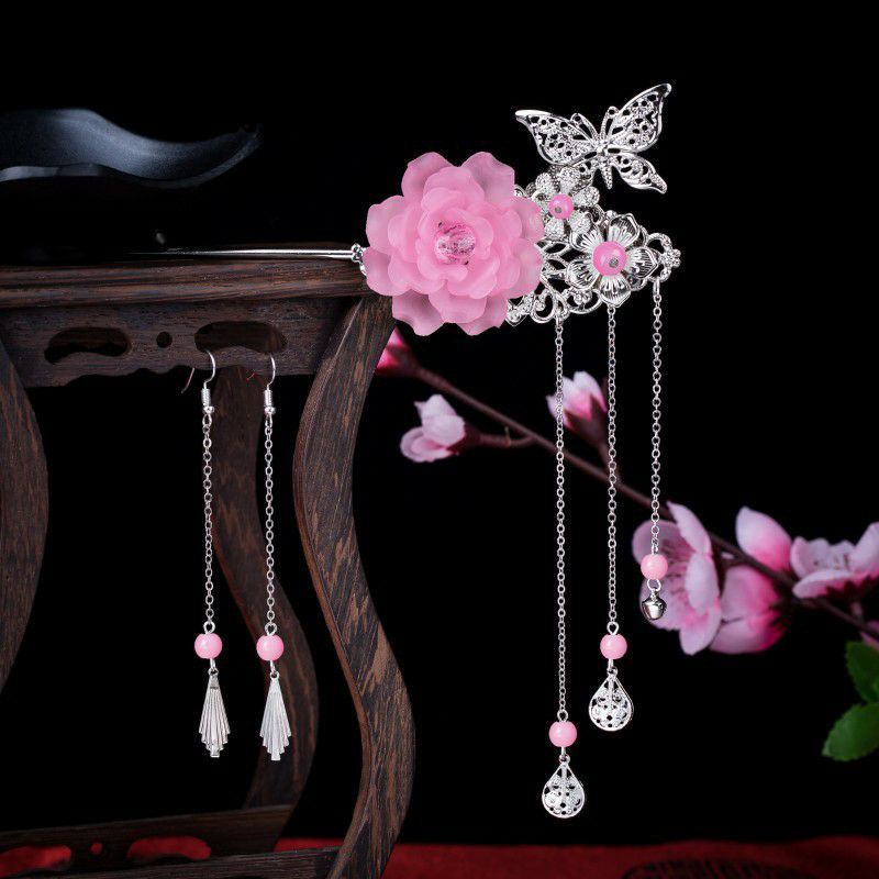 Trâm cài tóc cổ trang thủ công Hoa mẫu đơn