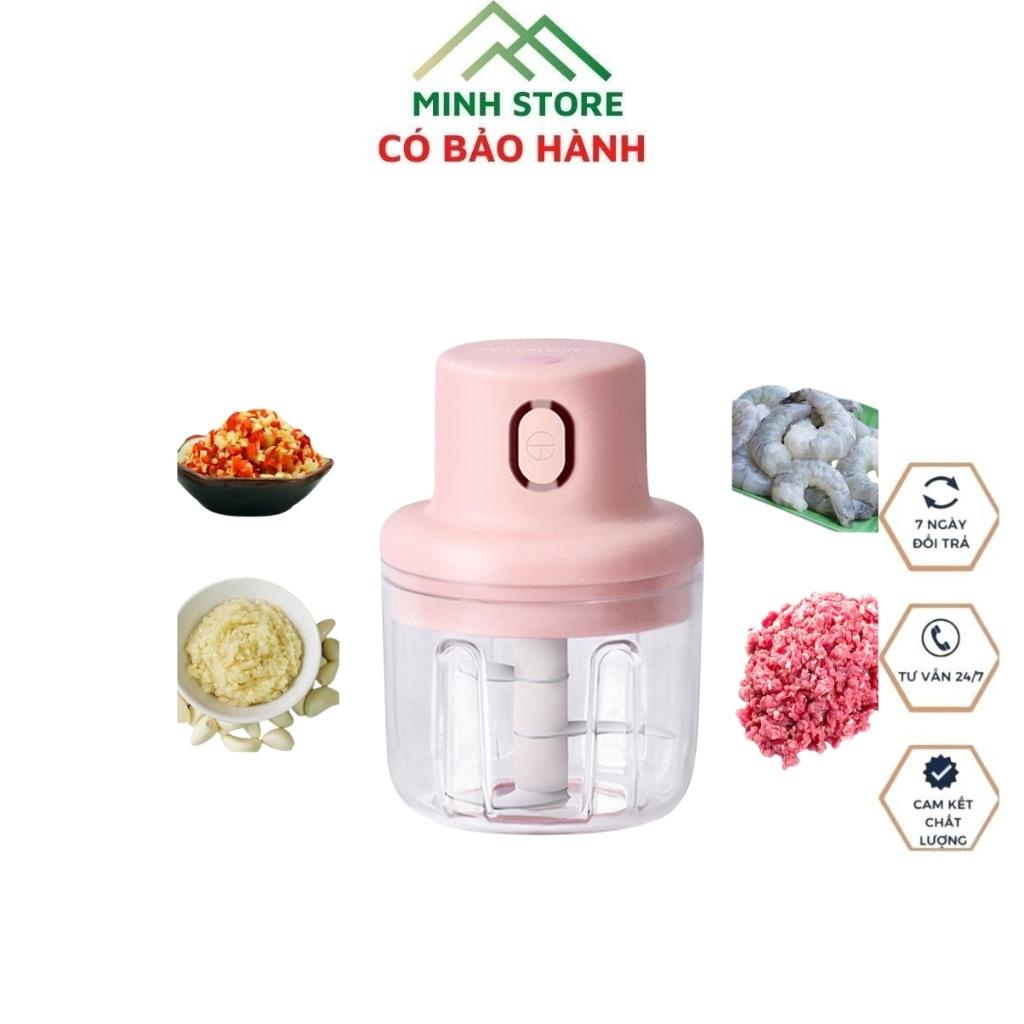 Máy xay đa năng cầm tay hành , tỏi , rau củ quả có cổng sạc usb