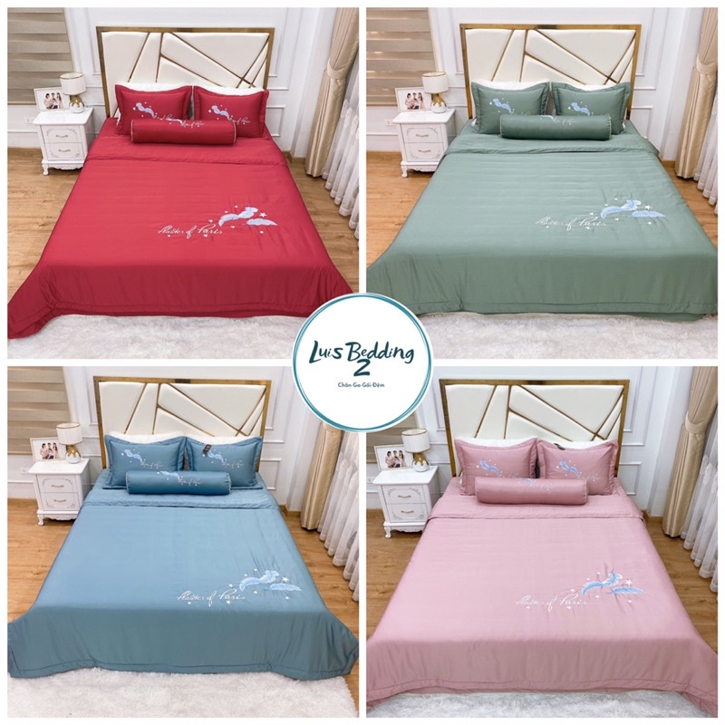 Sét Chăn Ga Gối 5 Món Trần Bông Phi Lụa,Đường Trần Tỉ Mỉ ,Sắc Nét ,Drap Giường Phủ