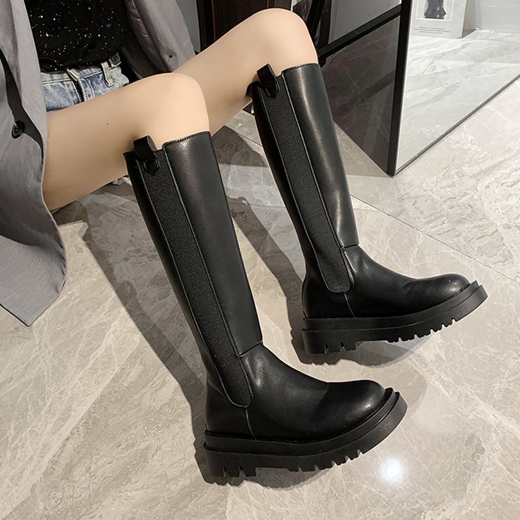 Giày boot cổ cao mũi tròn phối khóa kéo cá tính thời trang dễ phối đồ | BigBuy360 - bigbuy360.vn