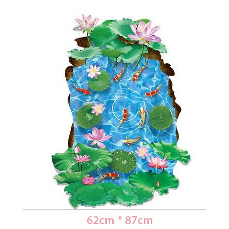 Decal dán tường - Giấy dán tường - Decal 3D Cá Koi