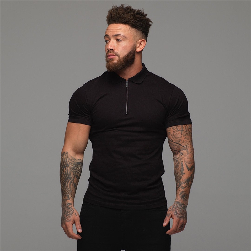 Brand Cotton Casual New Mens Short Sleeve Polo Shirts Fitness Fashion Polo Shirt Clothing Bodybuilding Trend Sport Polo Shirts | BigBuy360 - bigbuy360.vn