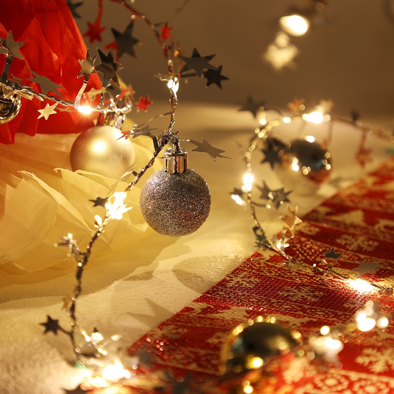 Dây Đèn LED Hình Cầu 2M Trang Trí Giáng Sinh Chạy Pin