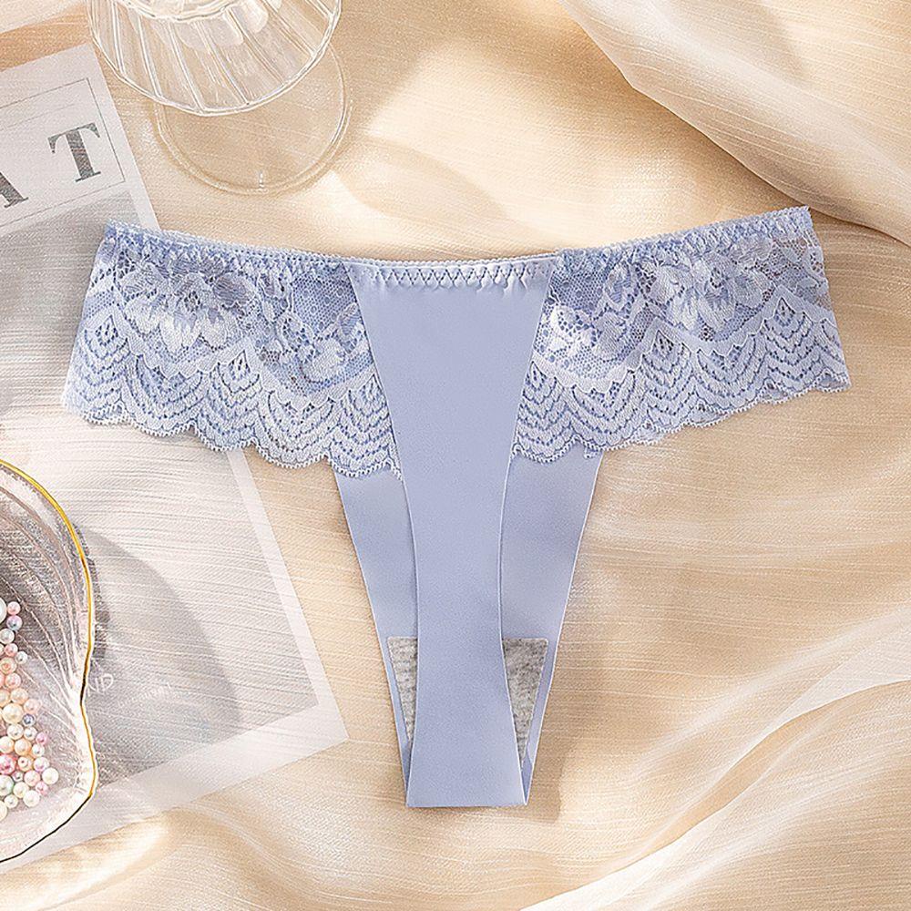 OCEANMAP Quần Lót Lụa Mềm Mại Lưng Thấp Phối Ren Quyến Rũ Cho Nữ