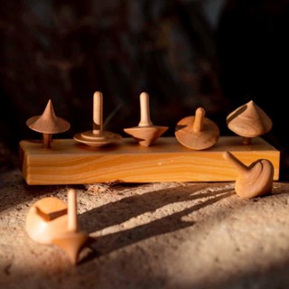 Bộ con quay gỗ Miniwood 5 chiếc có giá đỡ