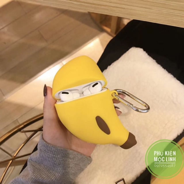🌟Tặng kèm móc treo - Case Airpod Pro | 2 2022 Banana🌟Vỏ bao AirPods silicon đựng tai nghe không dây hình quả chuối