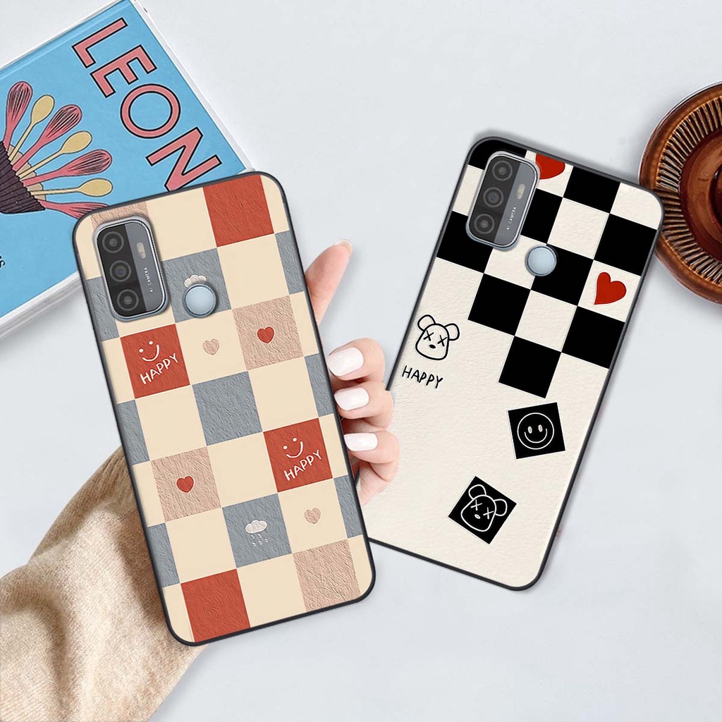 Ốp Oppo A53 caro trái tim cá tính, thời trang siêu đẹp, siêu phong cách