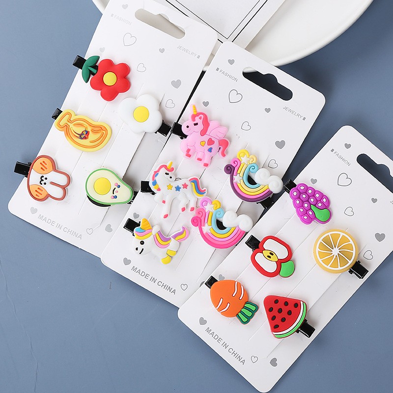 Set 5 cái kẹp tóc hoa quả-hoạt hình xinh xắn dễ thương cho bé gái