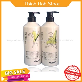 Cặp dầu gội xả phục hồi tóc hư tổn keratin evuar haircare 800ml
