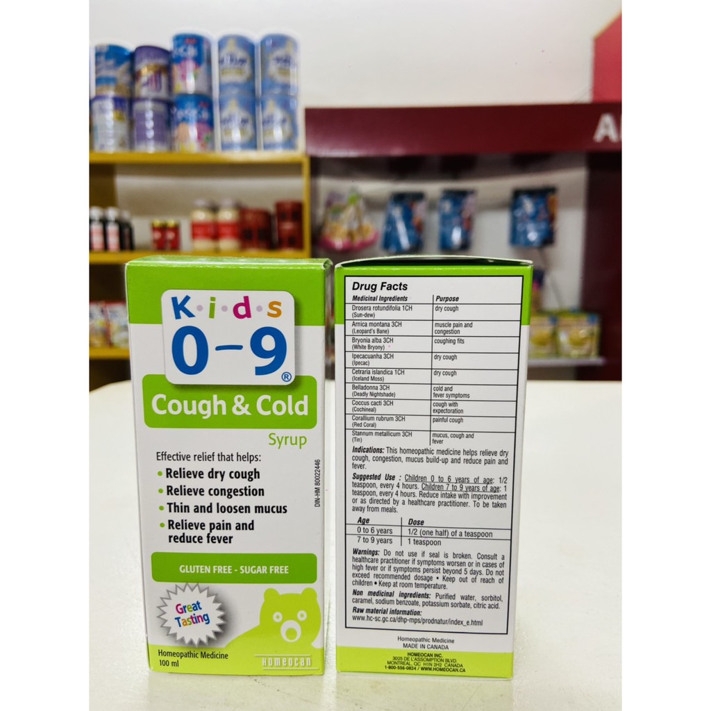 Siro ho cảm lạnh cúm Kids Relief Cough Cold HOMEOCAN Canada 100 ml chính hãng