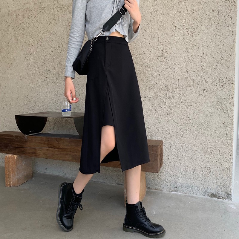 Chân Váy Dài Chữ A Lưng Cao Xẻ Tà Thời Trang 2020 Cho Nữ