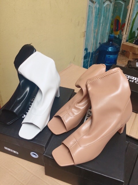 BOOT LỬNG DA MỀM HỞ MŨI GÓT VUÔNG 7 PHÂN (FULLBOX ẢNH THẬT) | BigBuy360 - bigbuy360.vn