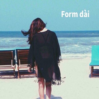 Áo khoác bikini đen dài