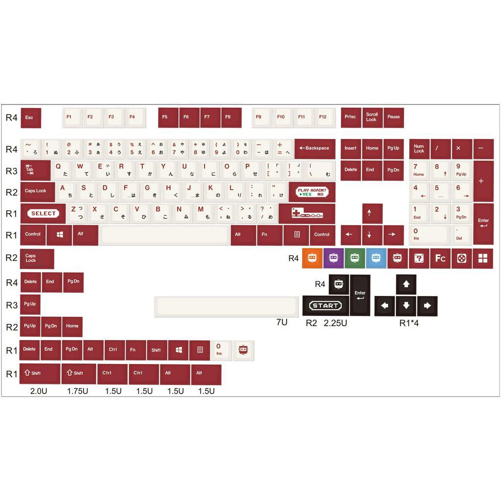 Keycap PBT Gradient Cyberpunk, FC Classic - Cherry profile - In Dyesub- Phù hợp nhiều layout bàn phím trên thị trường