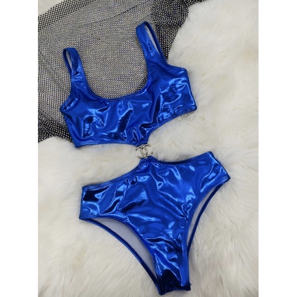 [BKN1459] &lt;BRAND&gt; BODYSUIT CNL ĐEN/XANH COBALT CUTOUT KHUY EO