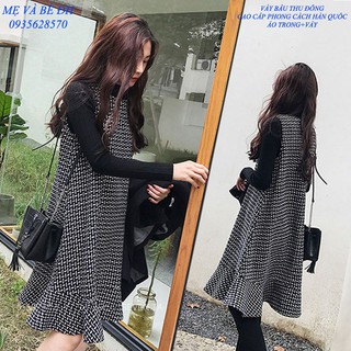 Váy bầu thu đông + áo len mút