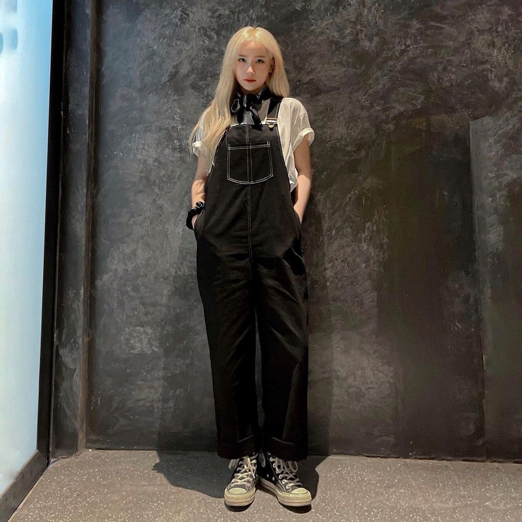 Yếm Quần Kaki MARY Dập Chỉ Nổi Dáng Suông Phong Cách Ulzzang