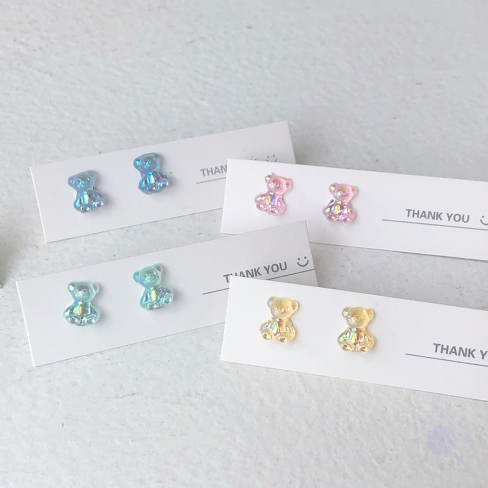 Khuyên tai nhựa resin hình gấu nhiều màu sắc xinh xắn