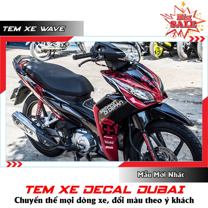 Tem Xe Wave RSX 2013 Đen Đỏ Semakin