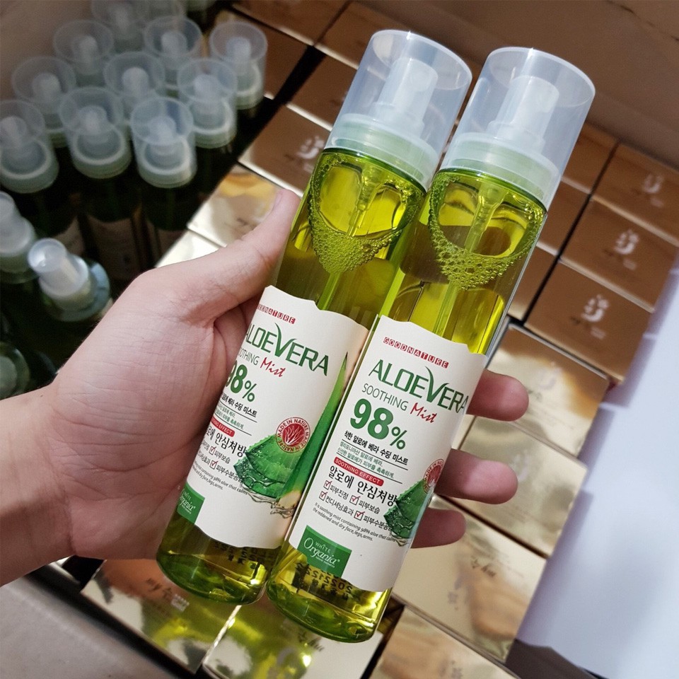 Xịt khoáng nha đam Aloe Vera Soothing Mist 98% Hàn Quốc 118ml