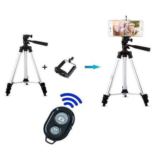 Combo 3 món Chân đế chụp hình tripod TF-3120+kẹp đt+remote bluetooth