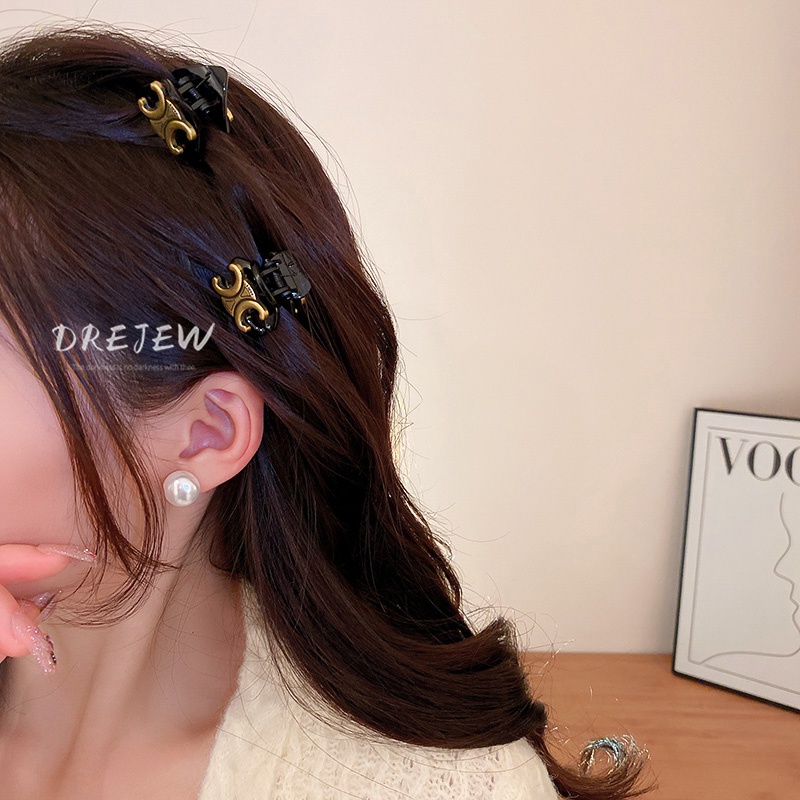 DREJEW Kẹp tóc nhỏ cố định tóc đuôi ngựa kiểu hình học/ tam giác/ chữ thời trang Pháp đơn giản
