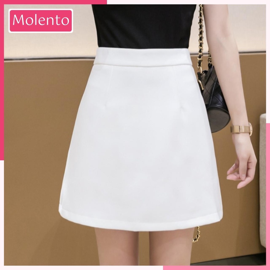 Chân Váy Chữ A Ngắn Công Sở Lưng Cao Khóa Kéo Có Quần Lót Vintage Ulzzang Phong Cách Hàn Quốc Trẻ Trung Molento M12