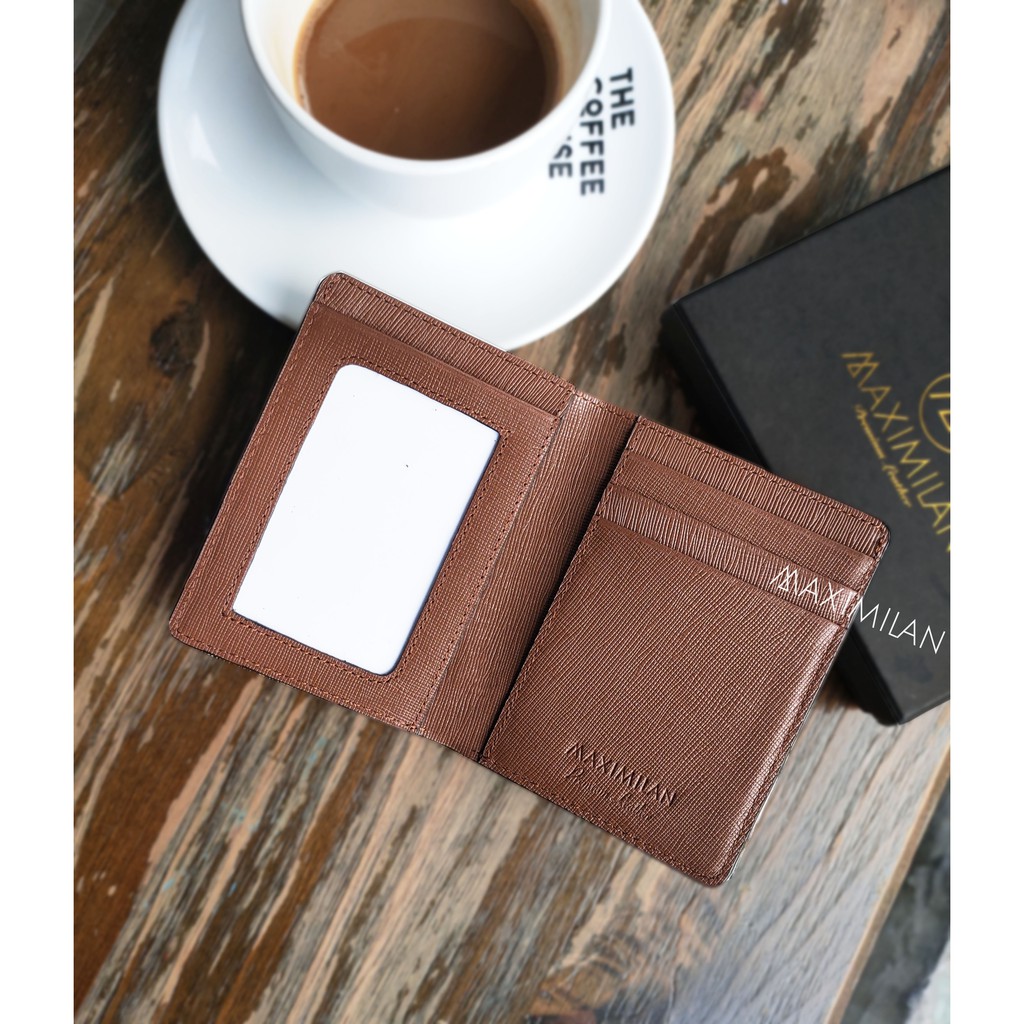 VÍ ĐỨNG MINI ĐEN / XÁM/ NÂU  DA BÒ SAFFIANO THẬT 100%-  - Follow shop giảm 20K
