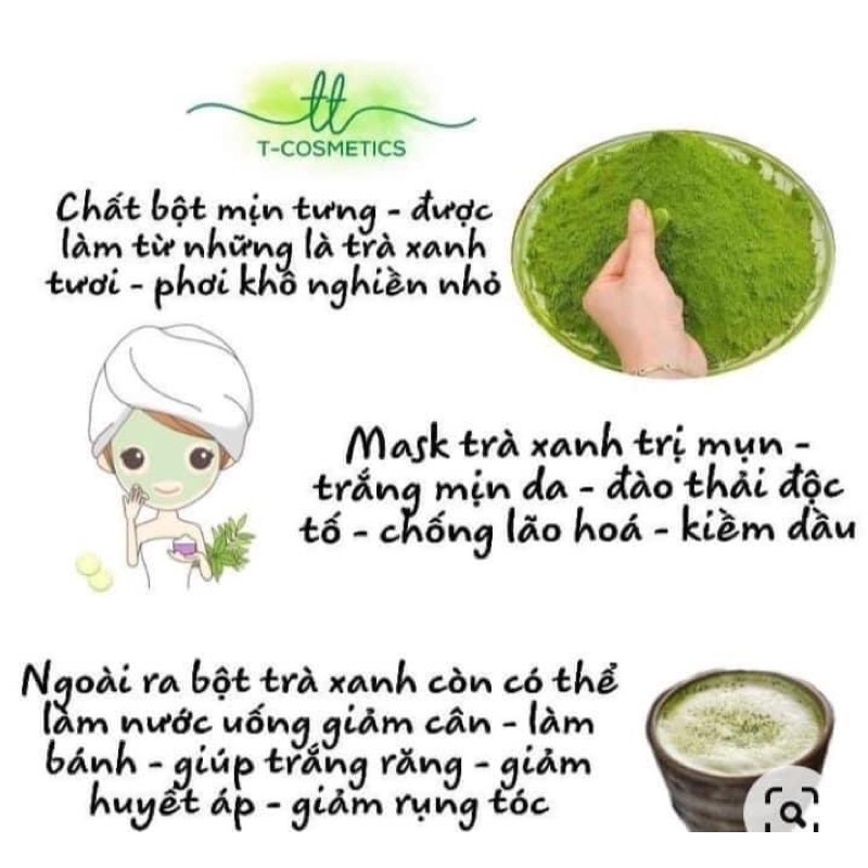 Bột Trà Xanh PL Cosmetic 100g Nguyên Chất