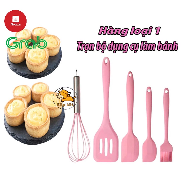 Bộ dụng cụ nhà bếp, nấu ăn làm bánh silicon 5 món chịu nhiệt gồm chổi, spatula đánh trứng, xẻng GD116 GD117