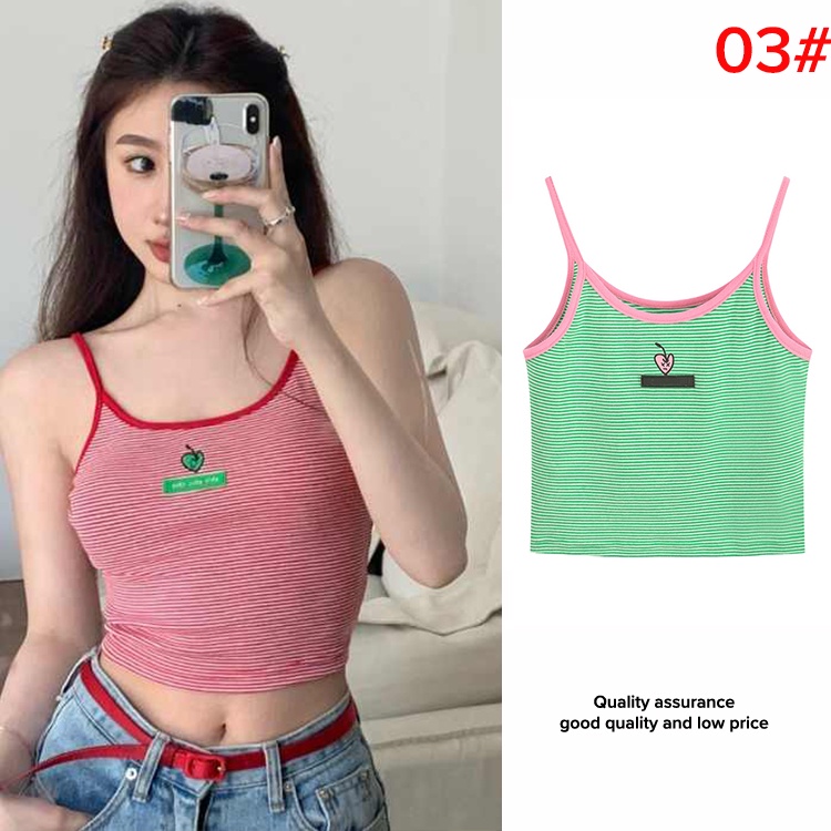 NUZIRO  Áo kiểu hai dây  dáng ngắn phong cách Hàn Quốc đơn giản thời trang mùa hè dành cho nữ