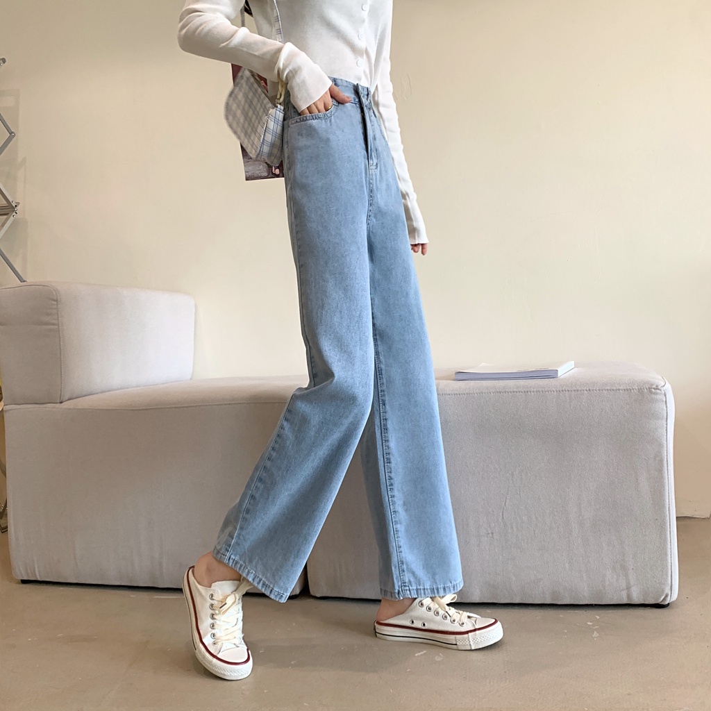 SUXI Quần jean lưng cao phong cách thời trang Hàn dành cho phái đẹp