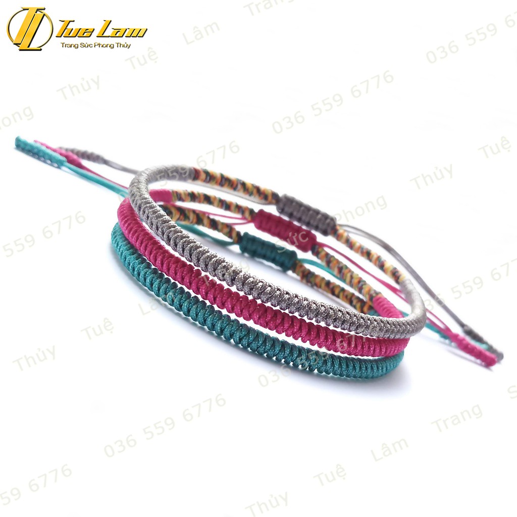 [DIY bracelets] Vòng Tay Set 3 vòng chỉ tibets Tây Tạng Màu Xám Hồng Xanh