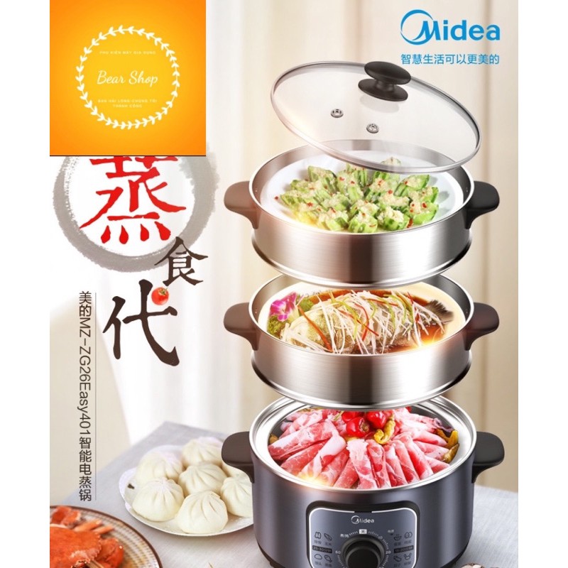 Nồi hấp điện MIDEA 3 tầng khay inox 304 dung tích 10L